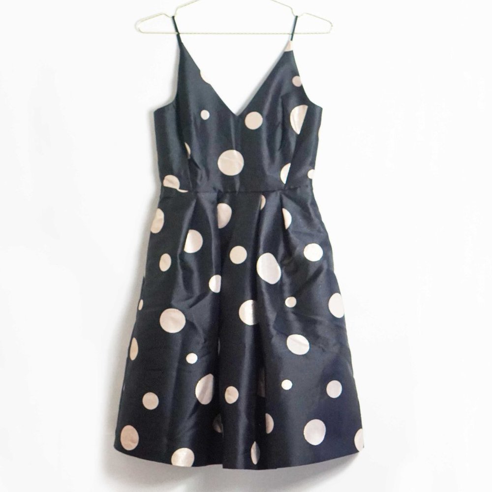 1901 Black Gold Polka Dot Fit & Flare Party Dress - Picture 2 of 6